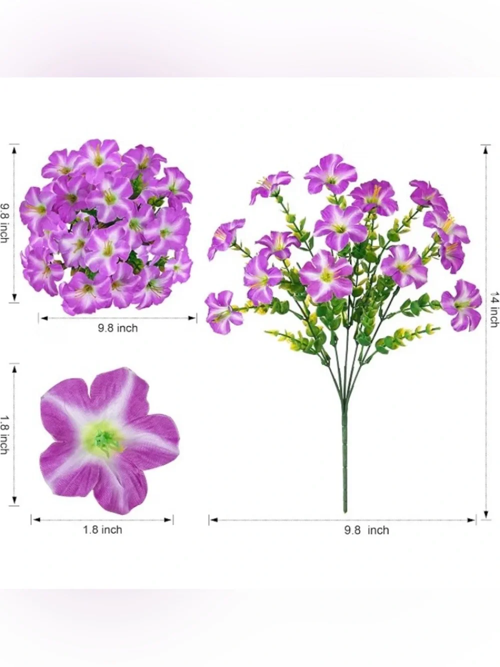 20 Bundles Faux Morning Glory Artificial Flowers for Outdoors, SEALED PACKAGE